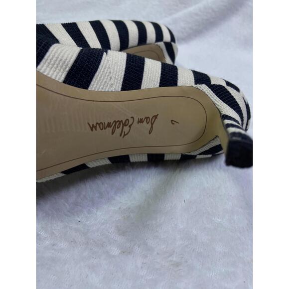 Sam Edelman black white 4" Stripe Heels Stiletto Sz. 7 M US 37 EU Women’s Canvas - Picture 11 of 11